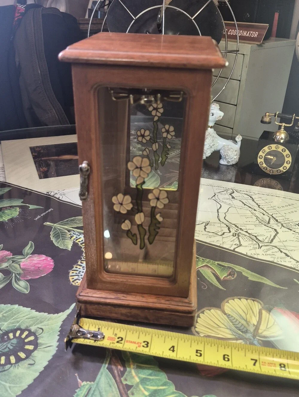 Wooden Floral Accent Case in Brown VINTAGE